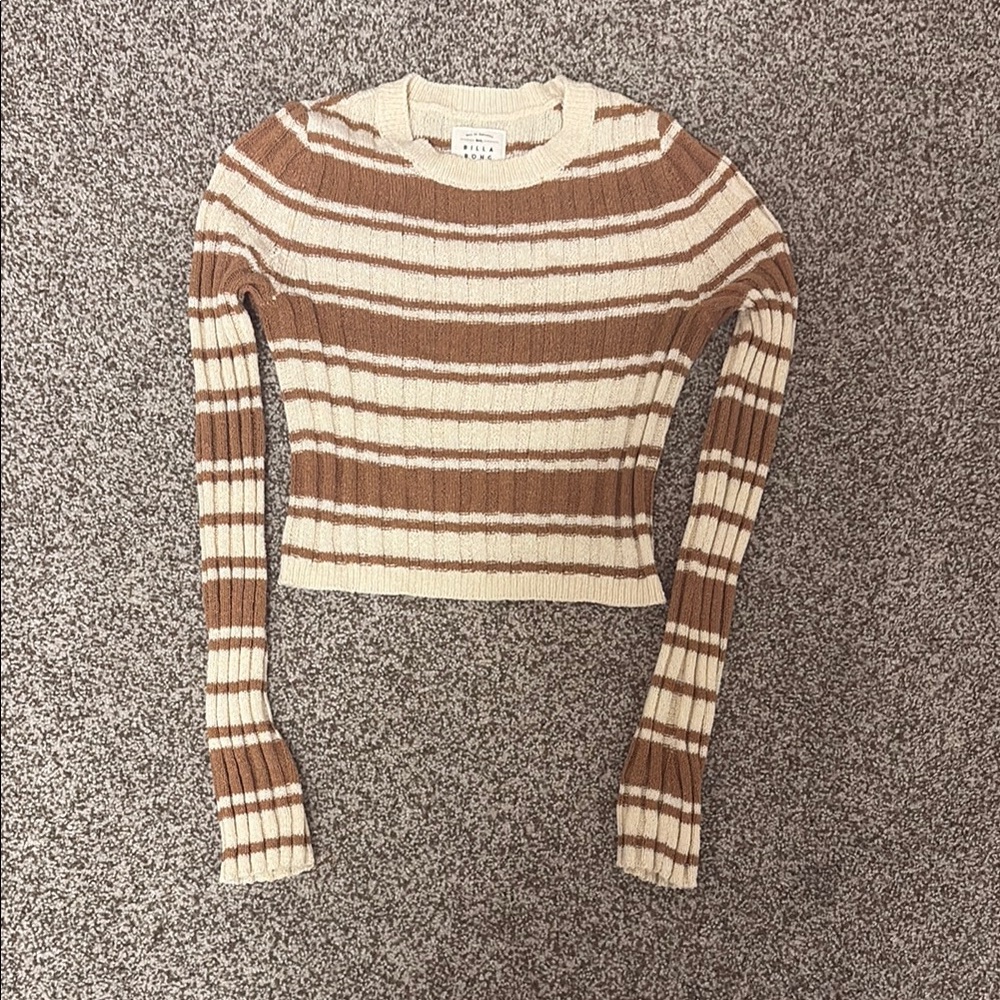 Billabong Striped Brown and Cream Sweater